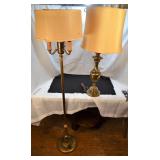 Brass floor lamp and table lamp