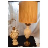 Milk glass lamp and ceramic lamp