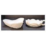 2 Milk glass candy dishes