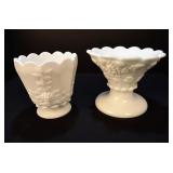 2 Milk Glass Candy Dish Vase