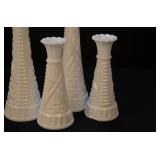 4 Milk Glass Vases