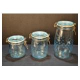 3 Piece Glass Canister Trio