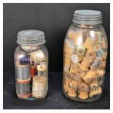 Ball & Atlas Jars w/Wooden Spools and Thread