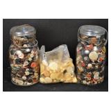 Atlas Jars (2) with Buttons and NIB Buttons