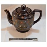 Brown Betty Handpainted Floral Teapot