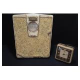 Vintage Regent Scale and Westclox Alarm Clock