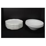 Milk Glass Snack Set and Bowl