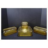 Amber Refrigerator Glass Bowls w/ Lids