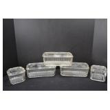 5 Piece Glass Refrigerator Set w/ Vegetable Motif