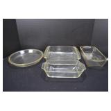 3 Pyrex and 1 Anchor Hocking Glass