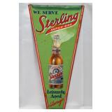Rare Sterling Beer Embossed Tin Sign