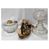 Vintage Glass Kerosene Lamp parts and bases