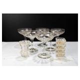 6 Crystal Chamagne Glass, spice holderw/spoon