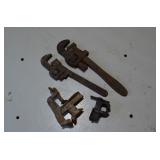 2 Pipe Wrenches and 2 Clamps