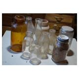 Vintage Milk Bottles, Glass & Clay Jars and More