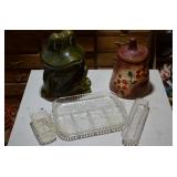 2 Vintage Cookie Jars and Glassware