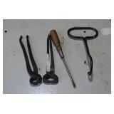Vintage Hay Hook, pliers, screwdrivers