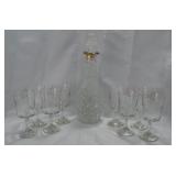 Gold Rimmed Wine Glasses and Decanter