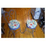 Pair of Wrought Iron Chairs with Cushions