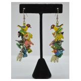Hand Carved Wooden Animal Dangle Earrings