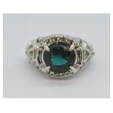 Sterling Silver Deep Green Stone Ring