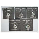 5 pcs. Sterling Silver Celtic Cross Necklaces
