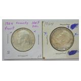 TWO SILVER HALF DOLLARS