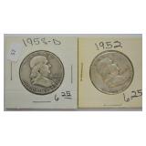 TWO FRANKLIN HALF DOLLARS