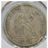 1885 SEATED DIME