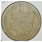 1891 O MORGAN DOLLAR  VG