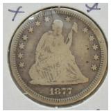 1877 S SEATED QUARTER  VG