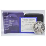 2000 SILVER EAGLE  GEM W BOX PAPERS