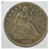 1876 S SEATED HALF  VF   PQ