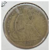 1858 O SEATED HALF DOLLAR  VG