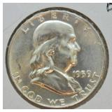 1959 D FRANKLIN HALF DOLLAR GEM