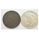 TWO PEACE DOLLARS