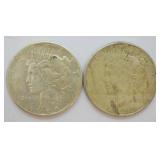 TWO PEACE DOLLARS