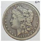 1891 CC MORGAN DOLLAR  VG