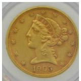 1905 S HALF EAGLE  AU