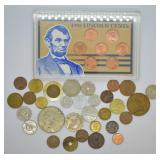 Lincoln Cent Set & Grab Bag of Foreign & U.S. Coin