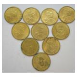 10 pcs. Sacagawea & Buchanan Dollars