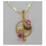 14k Gold & Ruby Pendant Necklace