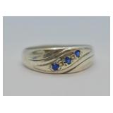 Sterling Silver Band Ring set w/ Blue Stones