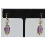 Silver Purple Stone Earrings