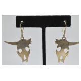 Sterling Silver Southwest-style Skull Earrings