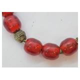 Costume Red Glass Bead Necklace