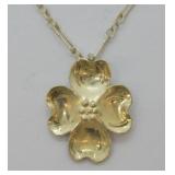 Vintage Sterling Silver Dogwood Blossom Necklace