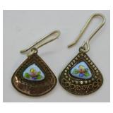 Porcelain Enamel Decorated Drop Earrings