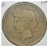 1921 PEACE DOLLAR  VF