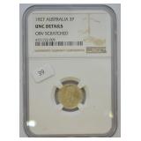 1927 AUSTRALIA 3 PENCE NGC UNC